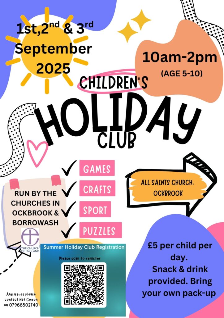 Children’s Holiday Club 2025 – 1st, 2nd & 3rd September 2025 – All Saints’, Ockbrook